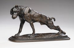 Portrait en bronze - "Dog Stretching" (Dogue s'tirant) Emmanuel Fremiet (1824-1910)