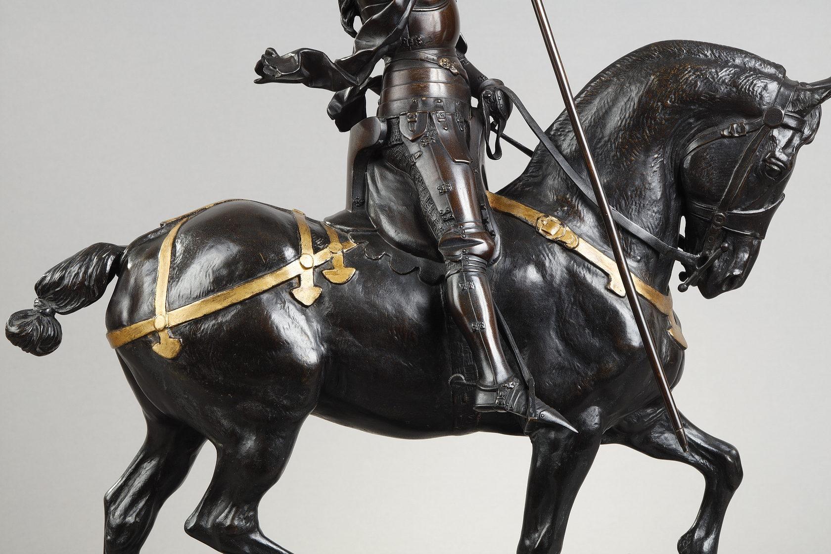 Giovanna d'Arco equestre - Sculpture Scuola francese di Emmanuel Fremiet