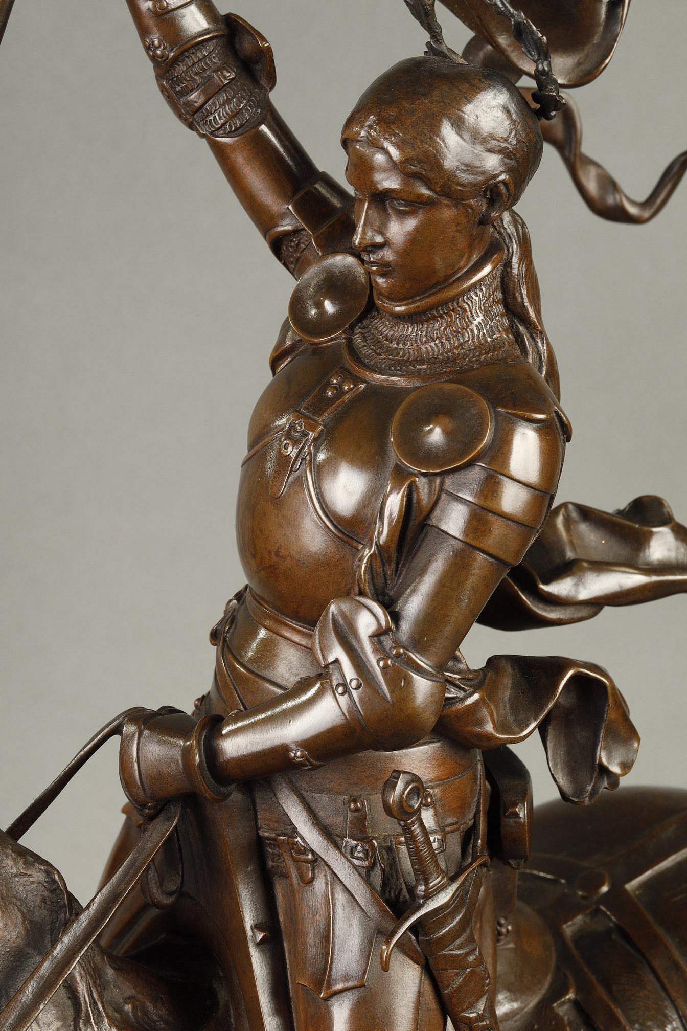 Jeanne d'Arc équestre - École française Sculpture par Emmanuel Fremiet