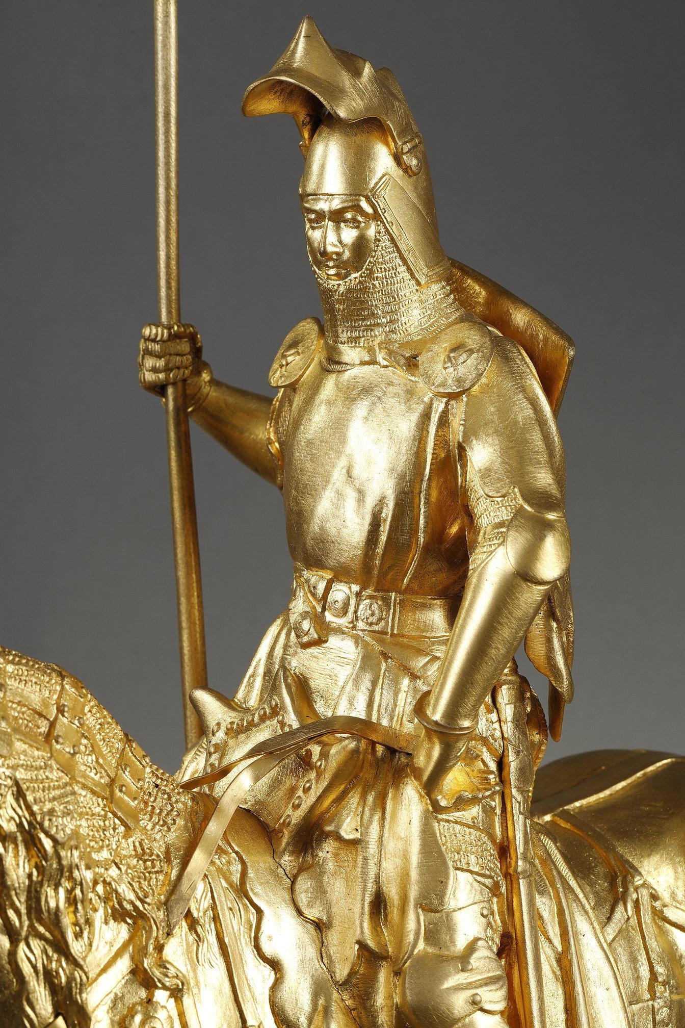 Luis Ecuestre de Orleans - Figurative Sculpture Oro de Emmanuel Fremiet