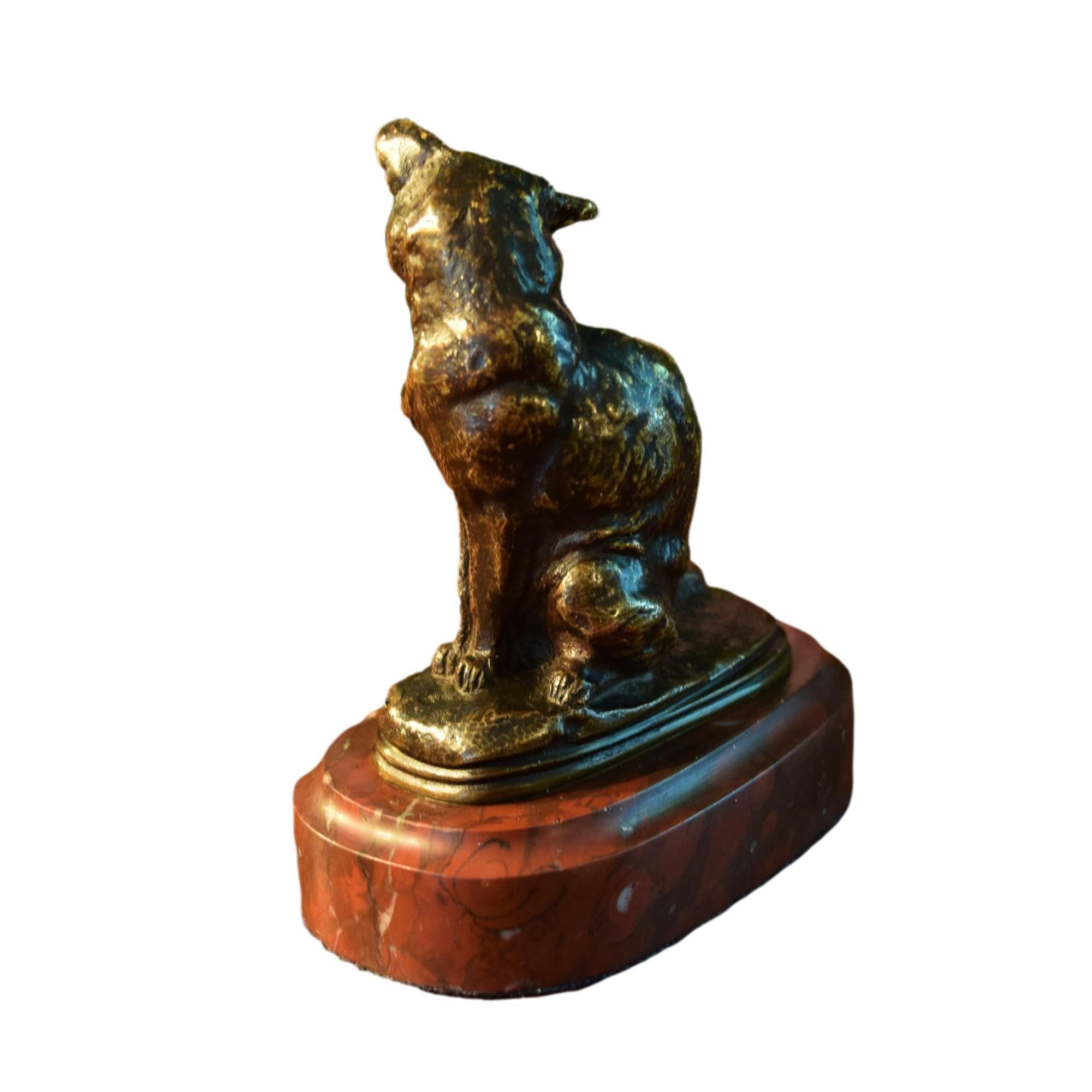 Grazioso gatto seduto in bronzo 2