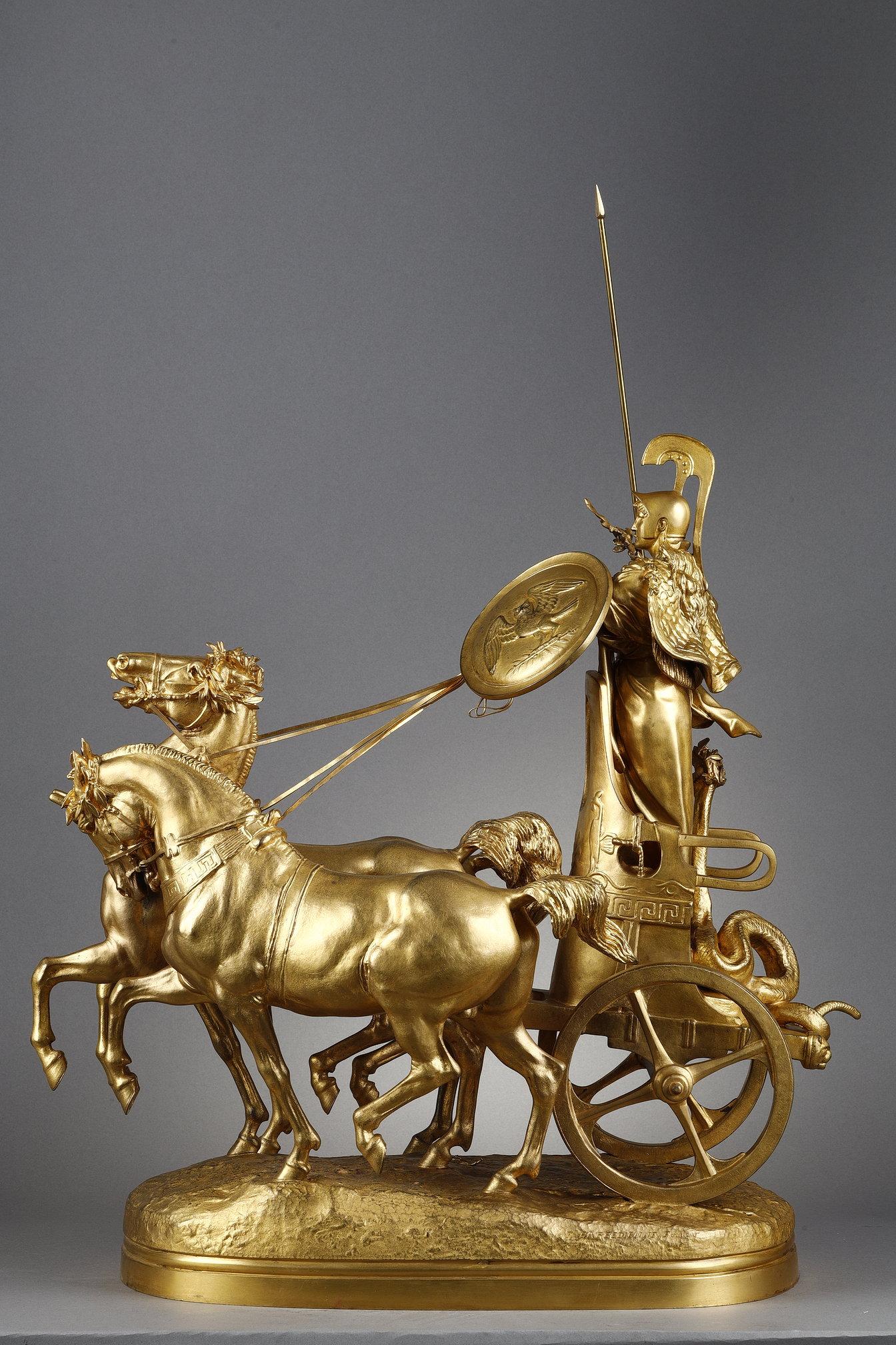 Minerva conduisant son char - Sculpture de Emmanuel Fremiet
