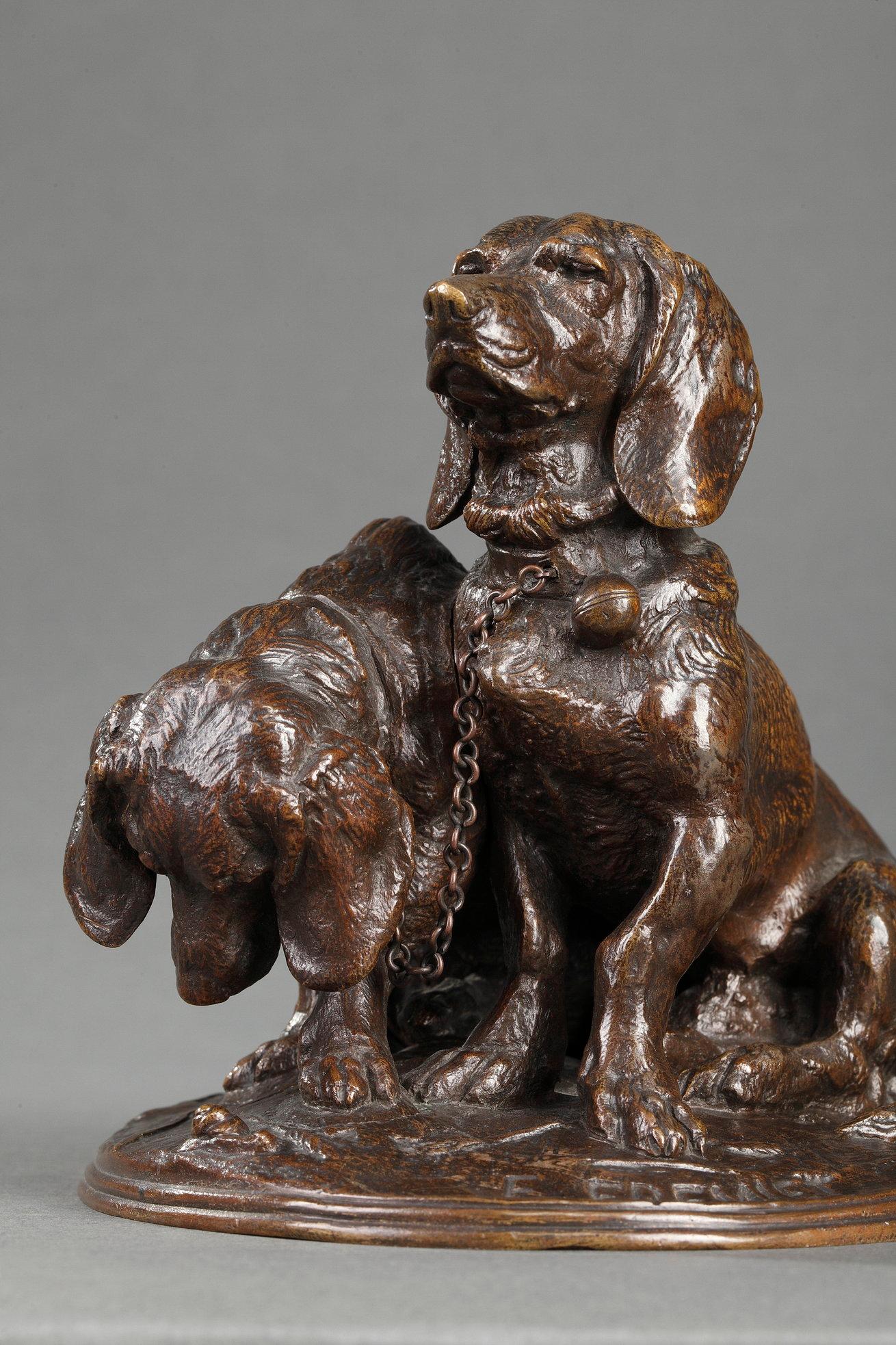 Ravageot et Ravageode - Or Figurative Sculpture par Emmanuel Fremiet