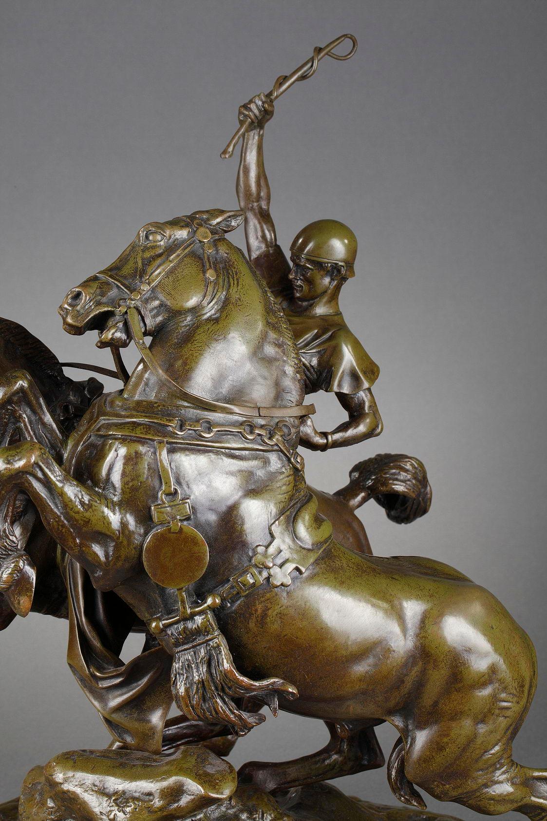 Roman driver on his chariot - Sculpture by Emmanuel Fremiet