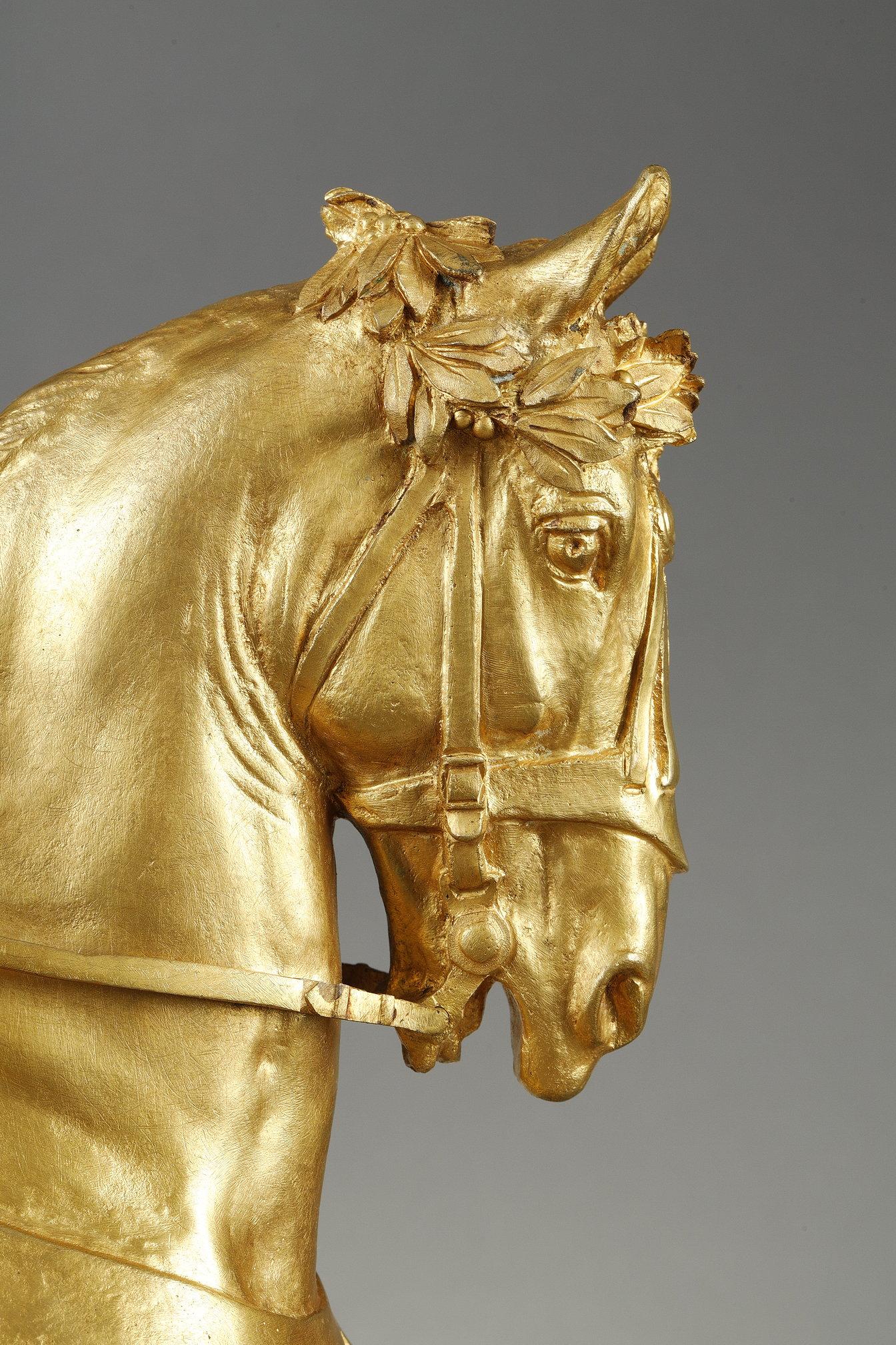 Tag des Heiligen Hubertus, 1520 (Gold), Figurative Sculpture, von Emmanuel Fremiet