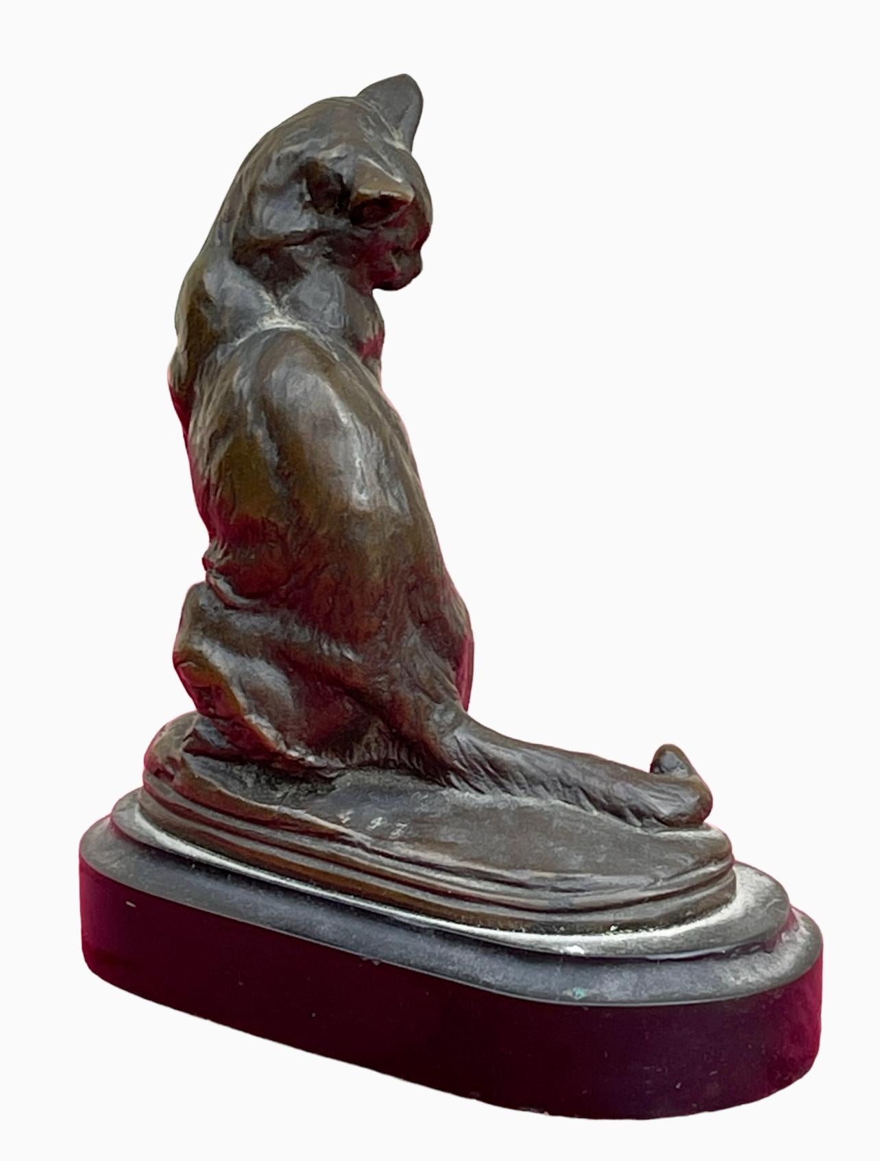 Emmanuel Fremiet - Seated Cat In Bronze 4
