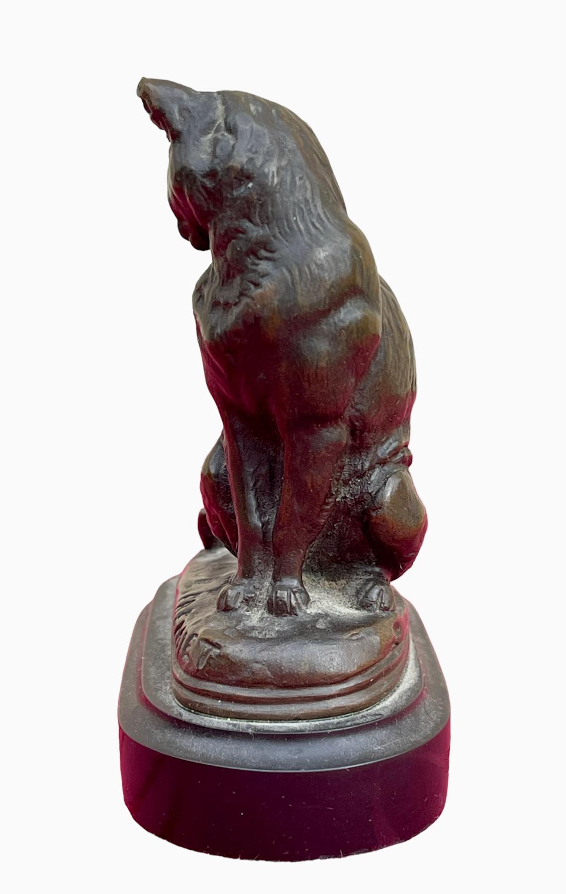 19th Century Emmanuel Fremiet - Seated Cat In Bronze