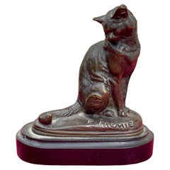 Emmanuel Fremiet - Seated Cat In Bronze