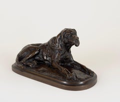 Chien de meute couché - Bronze d'Emmanuel Frémiet, fonte More, numéroté 155
