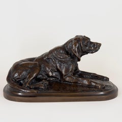 Chien de meute couché - Bronze d'Emmanuel Frémiet, fonte More, numéroté 155