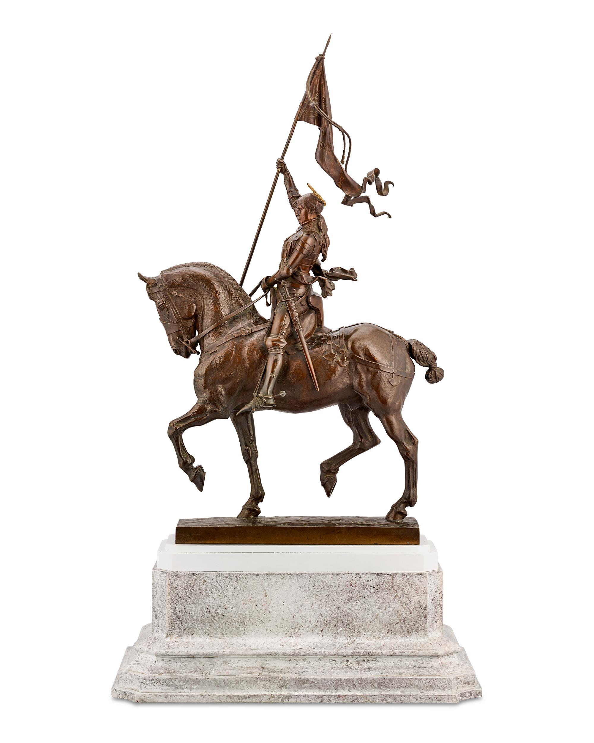 Emmanuel Frémiet
1824–1910  French

Jeanne d’Arc

Signed “E FREMIET”

This commanding bronze of Jeanne d’Arc by Emmanuel Frémiet captures one of the most enduring symbols of French national identity. Joan appears triumphant, raising her banner
