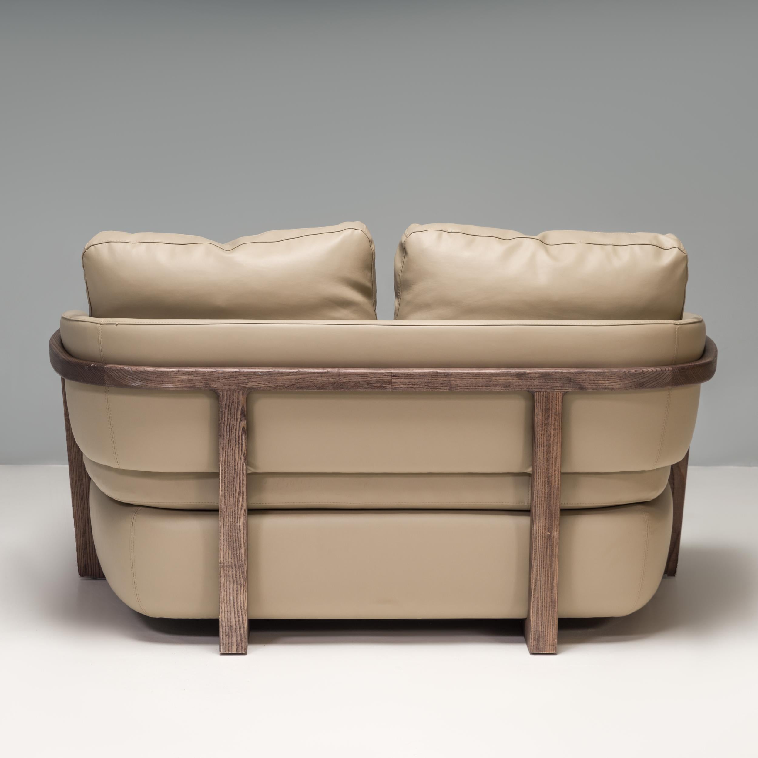 Emmanuel Gallina for Porada Beige Leather Arena 147 Loveseat Sofa In Good Condition For Sale In London, GB