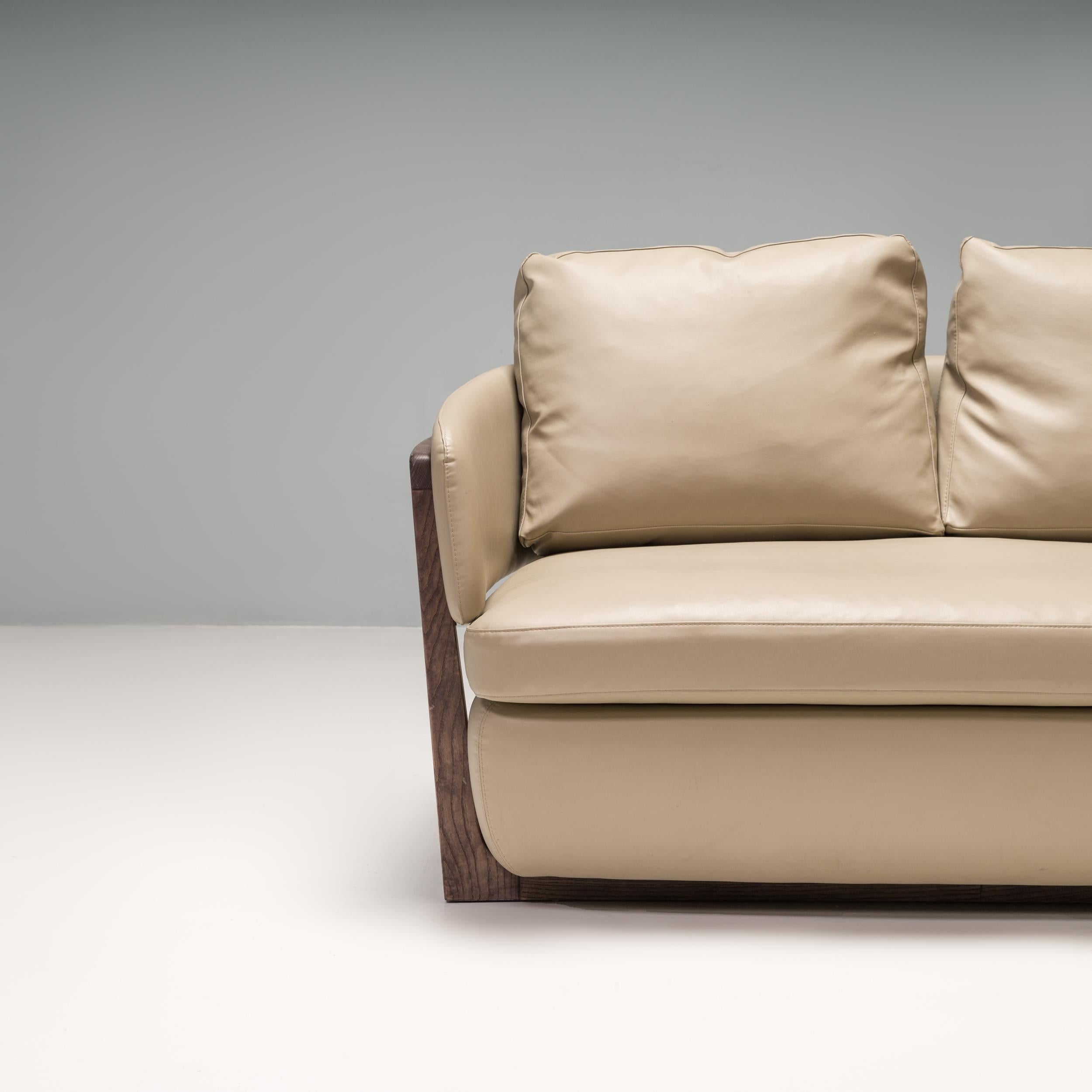 Contemporary Emmanuel Gallina for Porada Beige Leather Arena 147 Loveseat Sofa For Sale