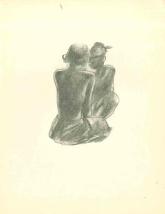 Couple africain - Lithographie originale d'Emmanuel Gondouin - années 1930