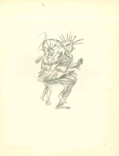 African Dancers - Original Lithograph by Emmanuel Gondouin - 1930s