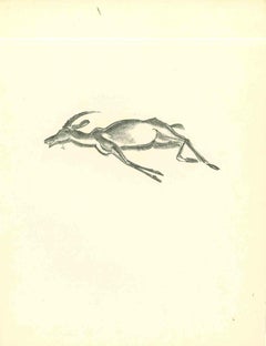 Emmanuel Gondouin - Deer - Original Lithograph by Emmanuel Gondouin - 1930s Deer - Original Lithograph by Emmanuel Gondouin - 1930s
