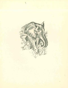 Elephant - Original Lithograph by Emmanuel Gondouin - 1930s
