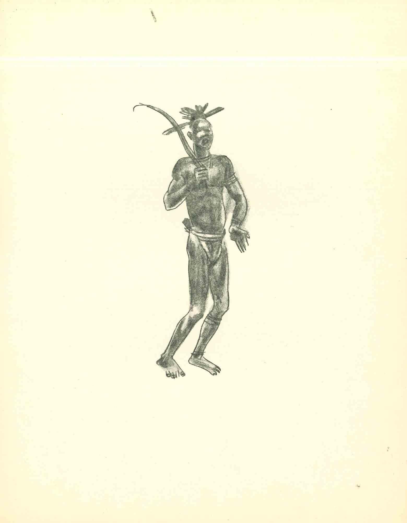 Farmer ist eine Original-Lithographie, die in den frühen 1930er Jahren von Emmanuel Gondouin (Versailles, 1883 - Parigi, 1934) angefertigt wurde. 

Das Kunstwerk ist mit kräftigen Strichen dargestellt und gehört zu einer Serie mit dem Titel