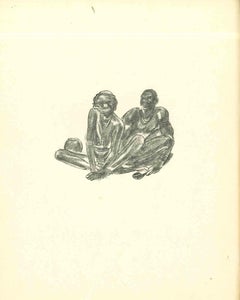 Free Time in Africa - Original Lithograph by Emmanuel Gondouin - 1930s