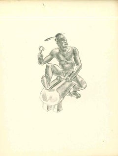 Musician - Original Lithograph by Emmanuel Gondouin - 1930s