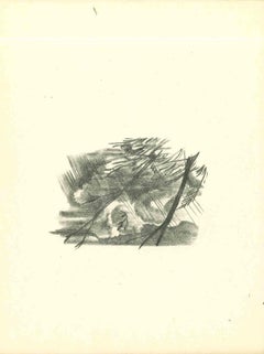 The Storm - Original Lithograph by Emmanuel Gondouin - 1930s