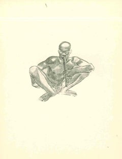 Tribal Man - Original Lithograph by Emmanuel Gondouin - 1930s