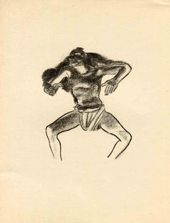 Tribal Man - Original Lithograph by Emmanuel Gondouin - 1930s