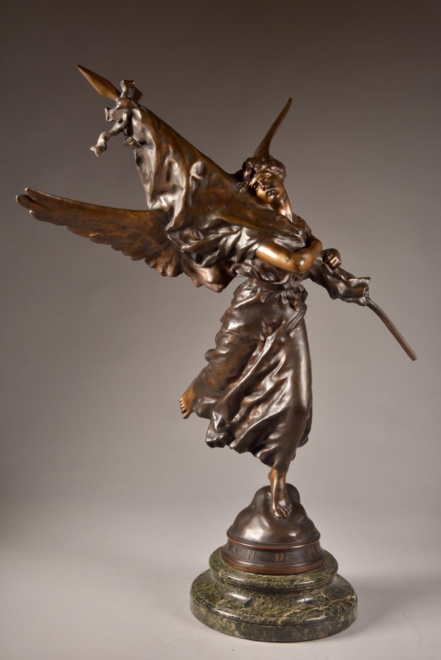 Very impressive /large ( 97cm) statue, E. Hannaux (1885-1934), 'Love of the Flag For Sale 3