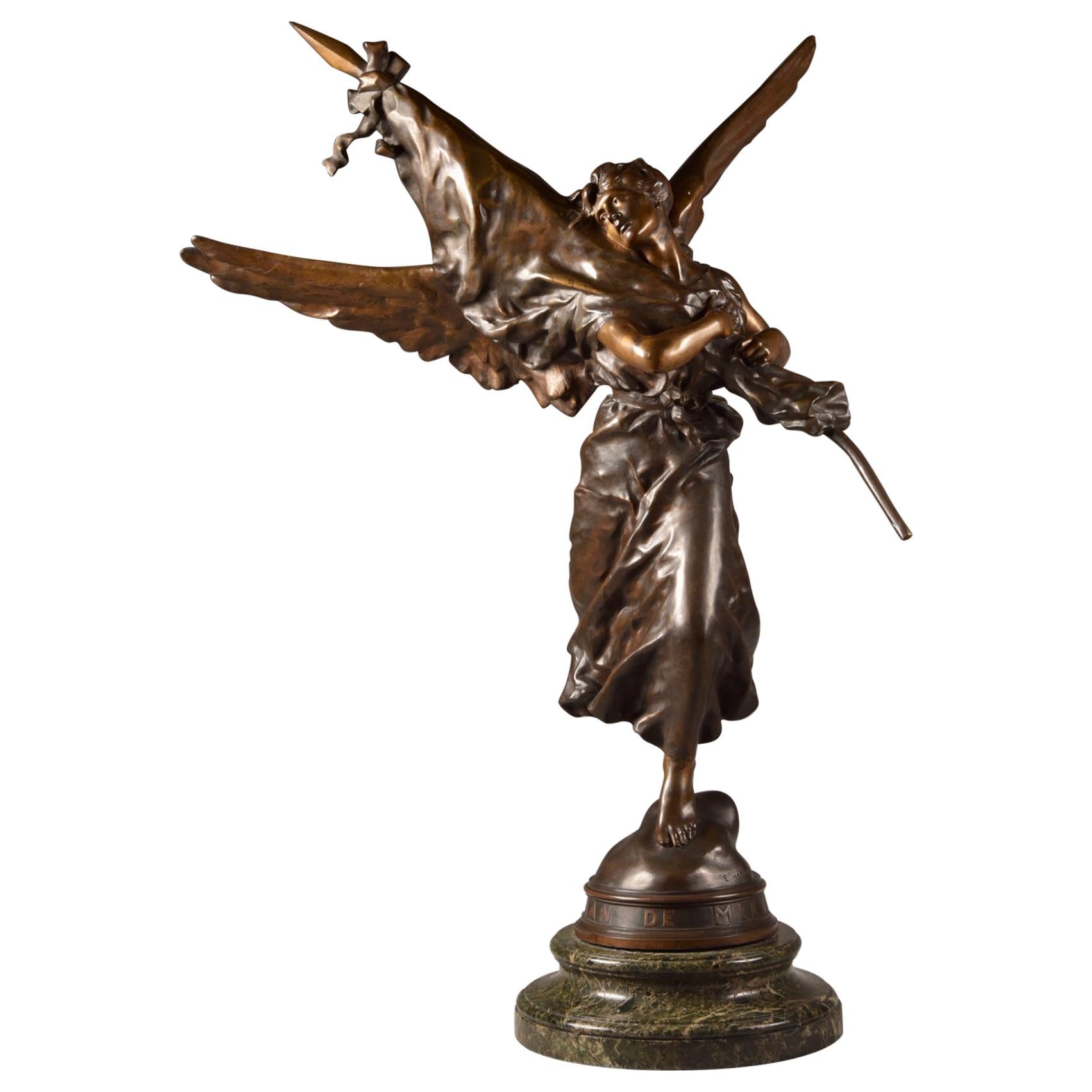 Very impressive /large ( 97cm) statue, E. Hannaux (1885-1934), 'Love of the Flag For Sale