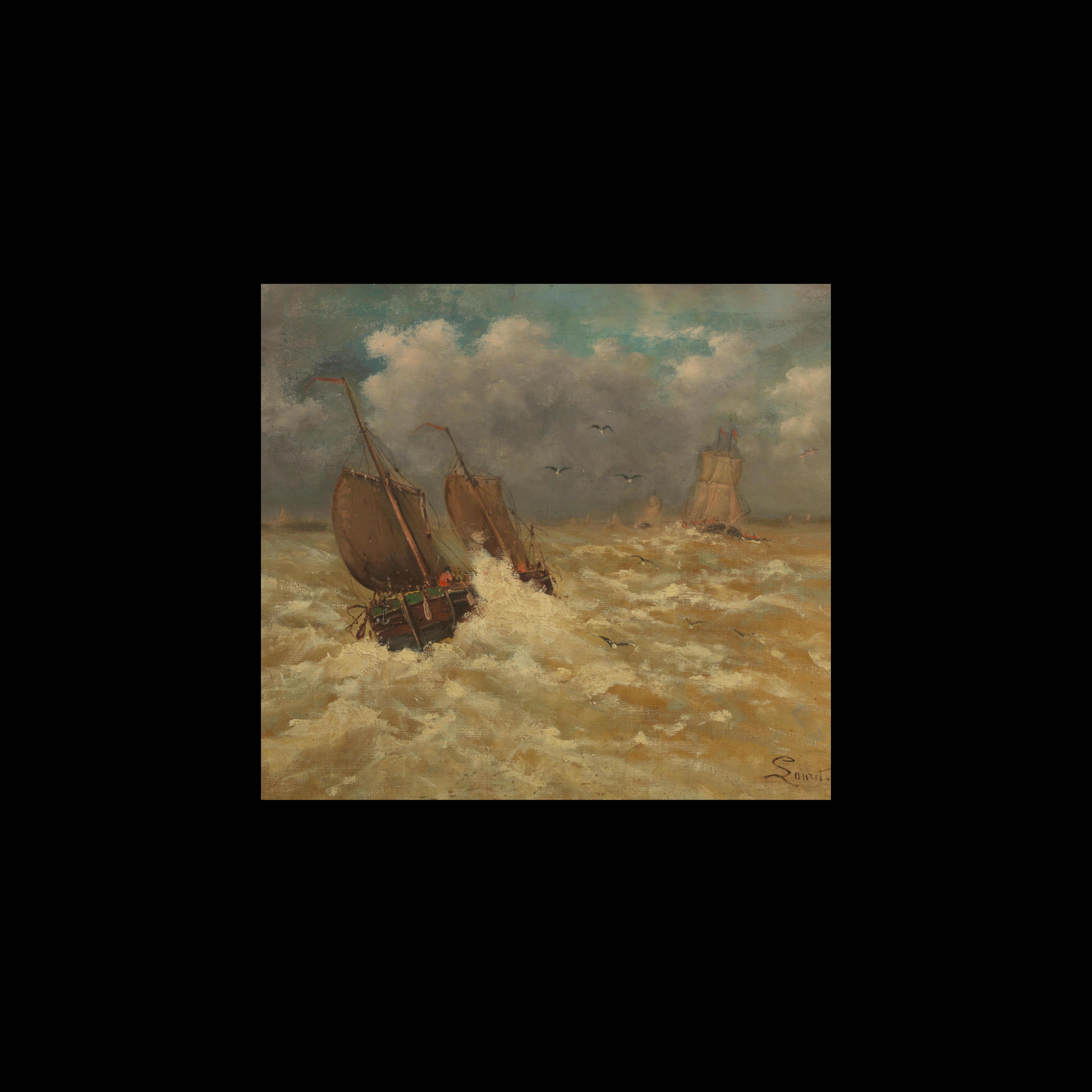 Emmanuel Joseph Lauret, Boot auf dem Wildsee, Öl auf Leinwand, gerahmt (Europäisch) im Angebot