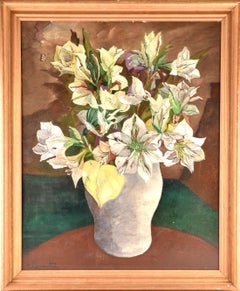 Flowers in a Vase - Large Mid 20th Century French Post Impressionist Painting