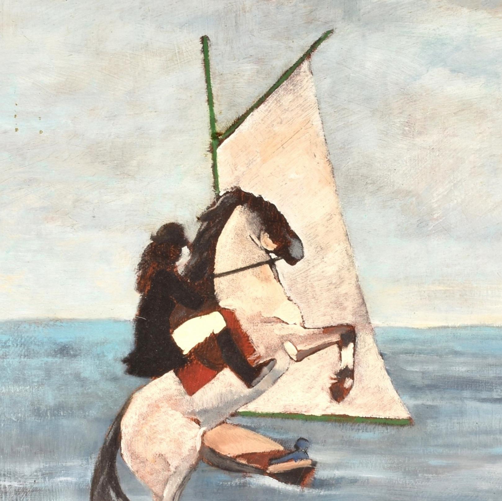 A beautiful mid 20th century French post-impressionist oil on canvas depicting a figure riding a horse on the beach, by Emmanuel Lamotte. The work is signed lower right and in very good original condition.

Artist: Emmanuel Lamotte (French,