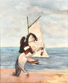 Horse Rider on the Beach - Mid 20th Century French Post Impressionist Painting