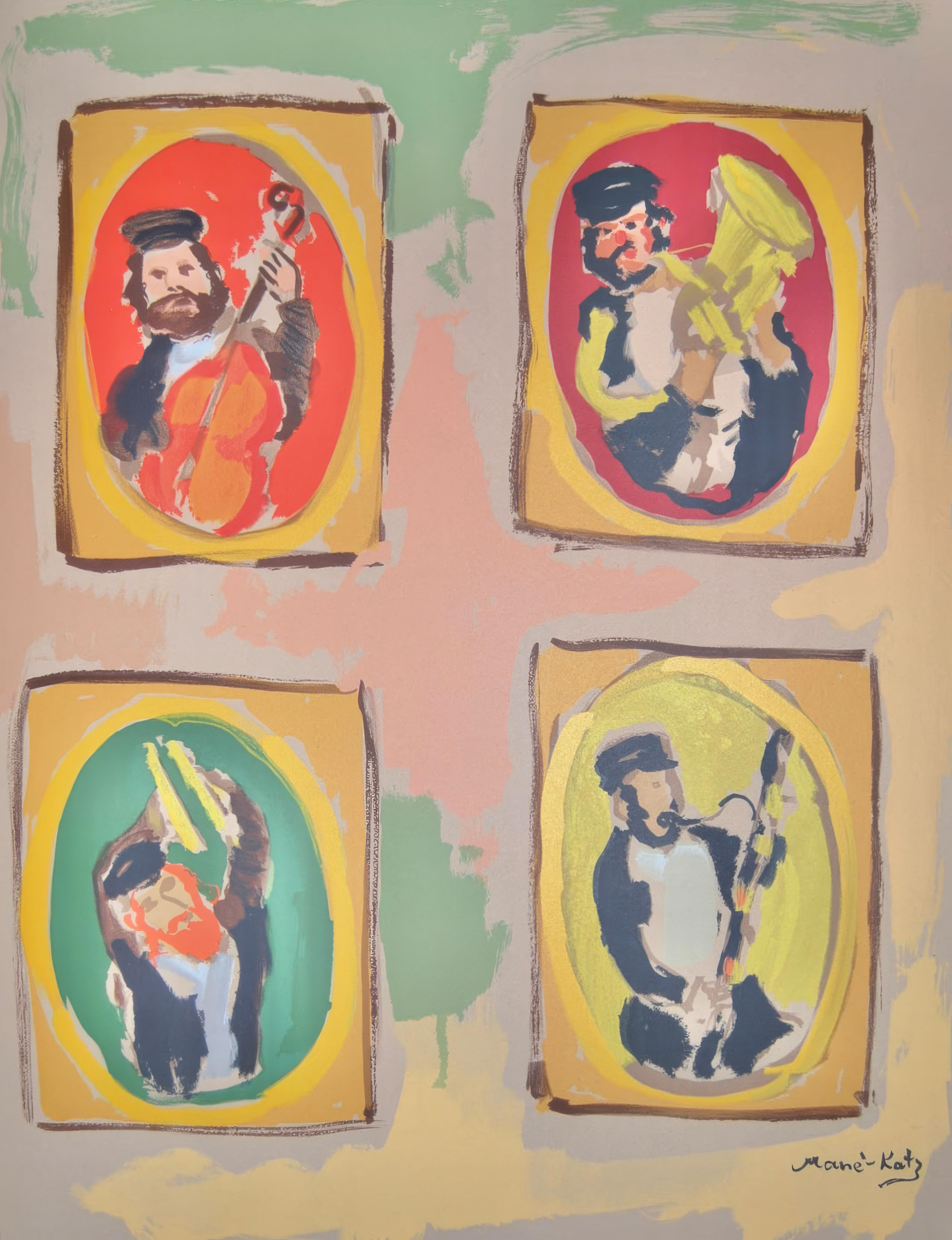 Emmanuel Mané-Katz  Figurative Print - Emmanuel Mane-Katz, Ancestors of Stempeniou, 1966 (after)
