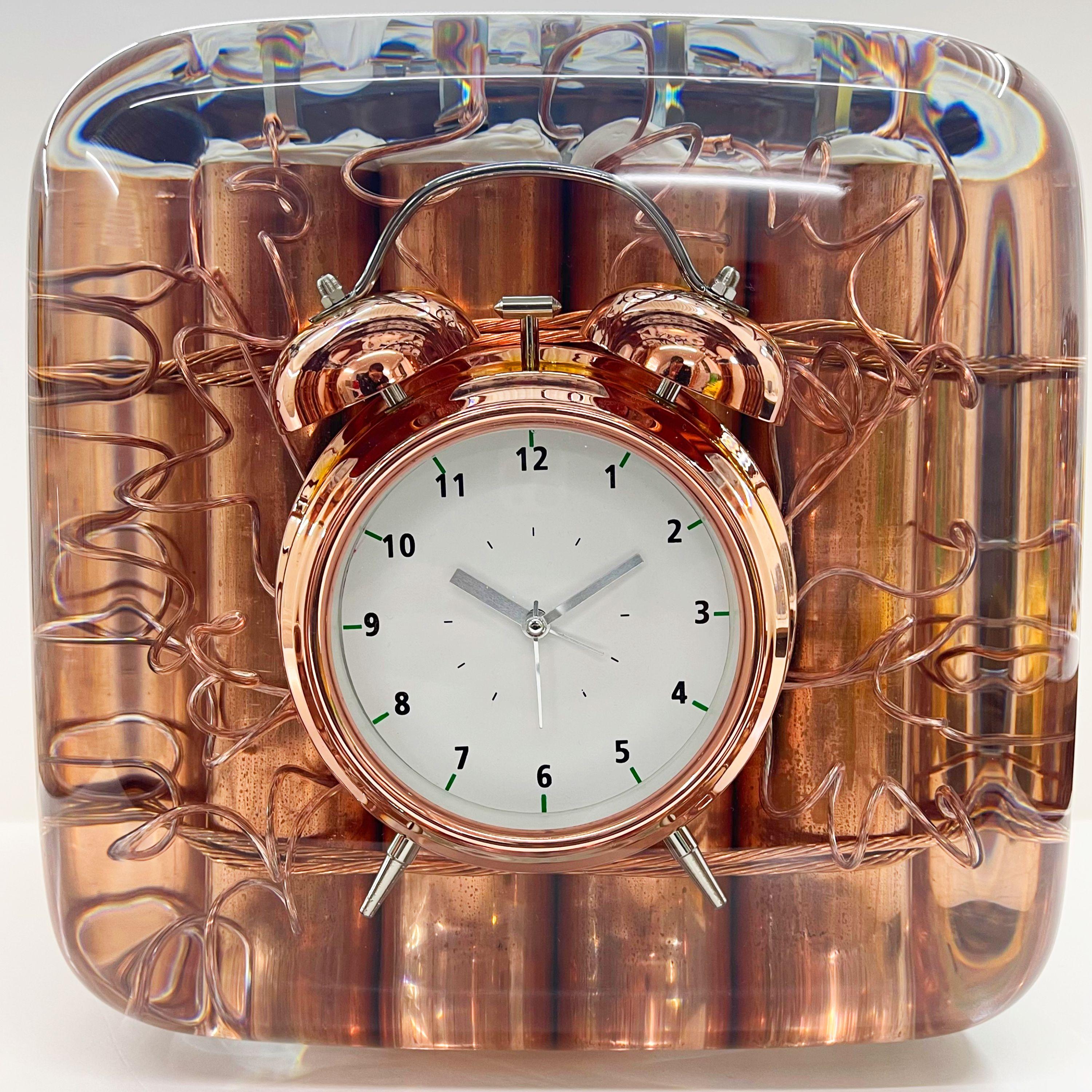 Emmanuel Meneses Still-Life Sculpture - Time Bomb Copper Large Sculpture