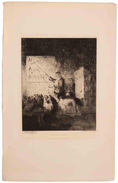 La Leçon de Solfège - Etching by Emmanuel Noterman - 1863