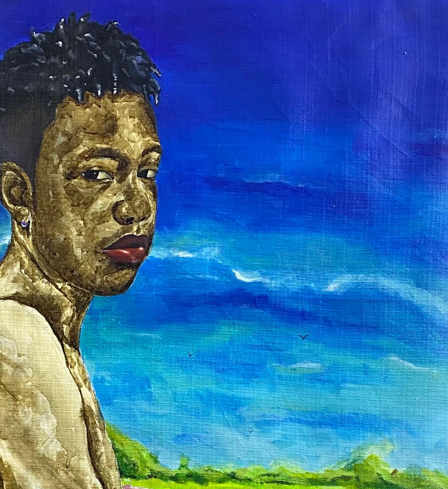 Echos des Erfolgs und unsichtbare Lasten - 21. Jahrhundert, Contemporary, Garten, Männer (Konzeptionell), Painting, von Emmanuel Ojebola