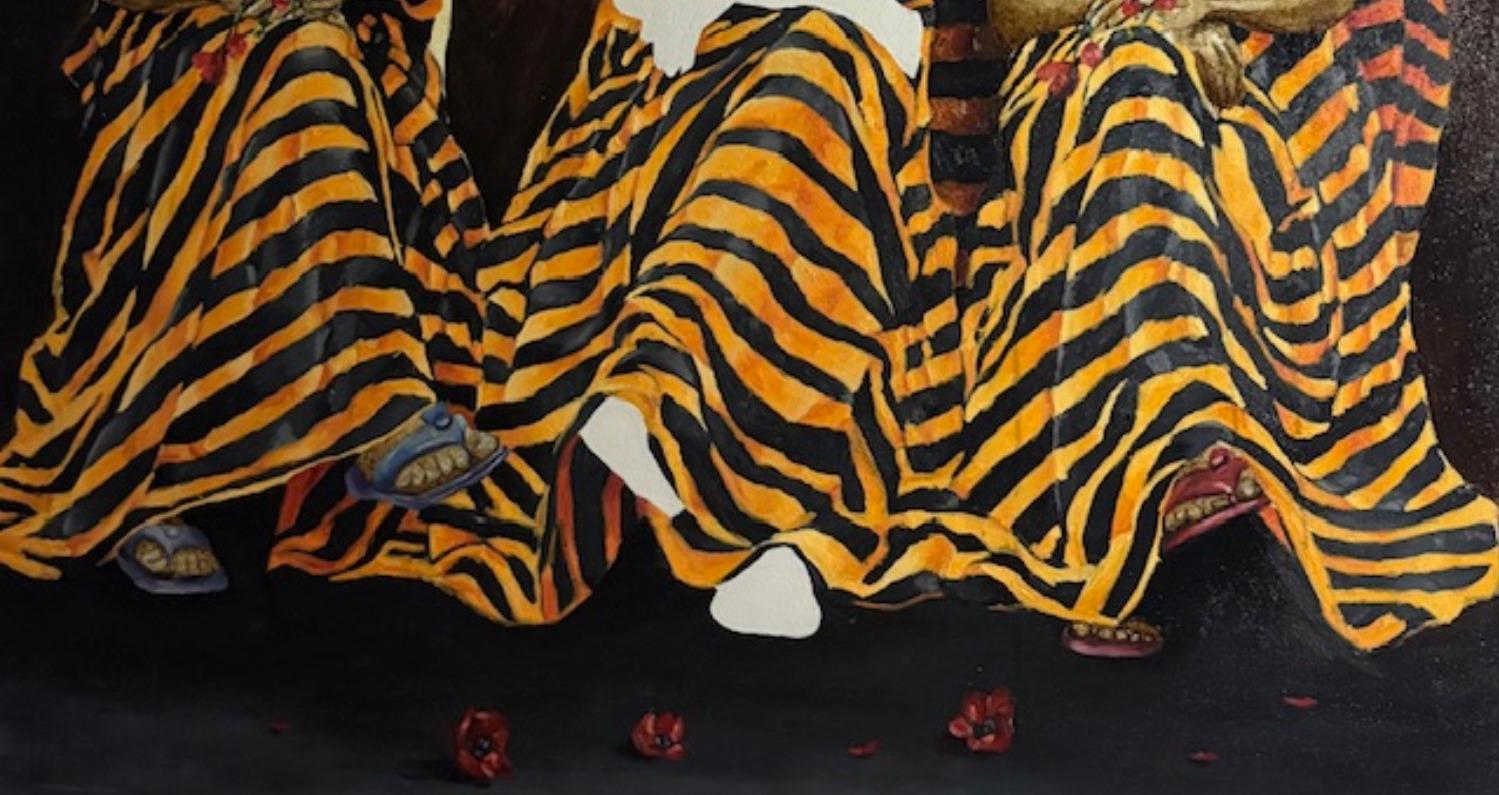 Rassemblement - 21e siècle, Contemporain, Figuratif, Personnes, Expressionnisme, Afrique - Expressionniste Painting par Emmanuel Ojebola