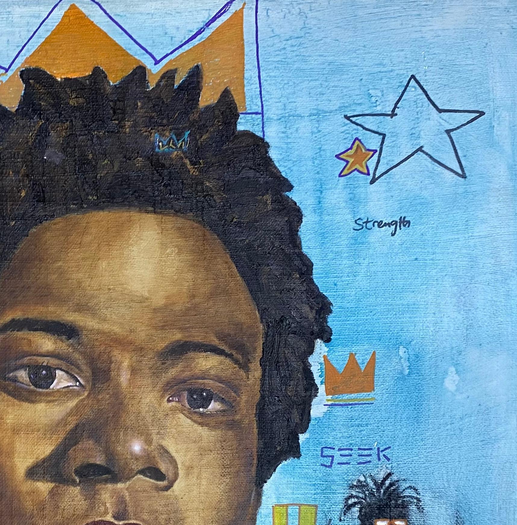 Porträt von Basquiat (Expressionismus), Painting, von Emmanuel Ojebola