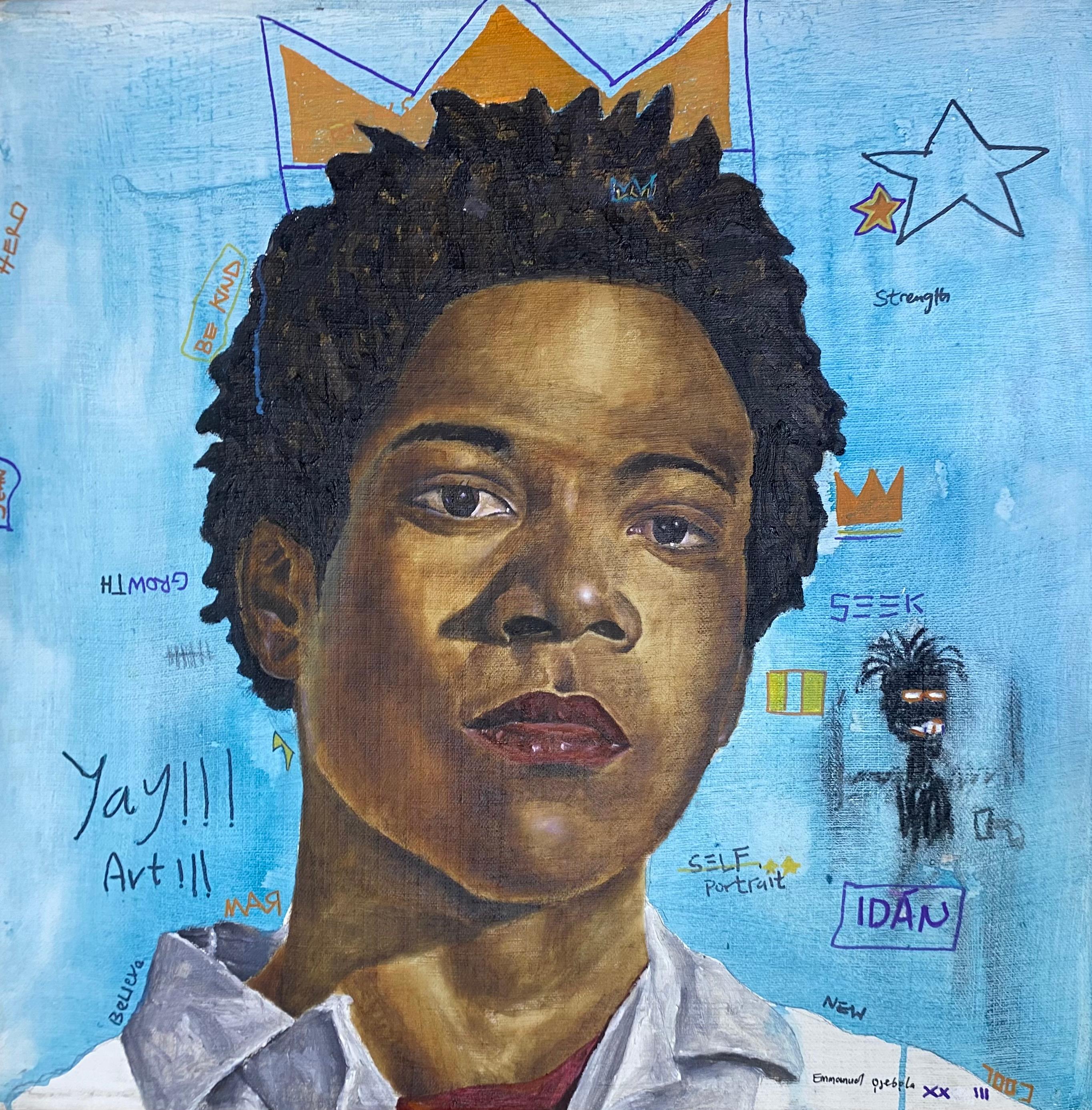 Emmanuel Ojebola Figurative Painting – Porträt von Basquiat