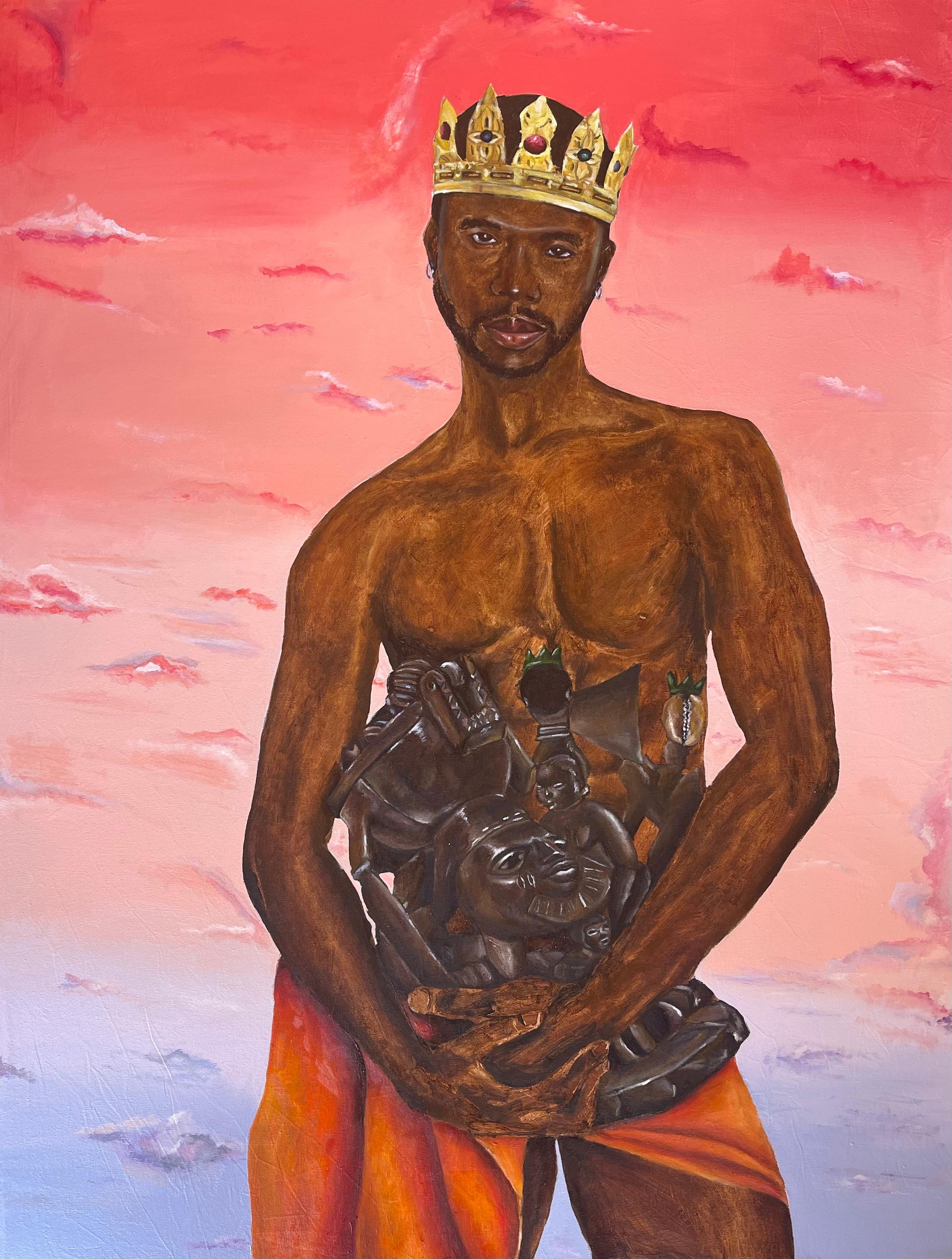 Emmanuel Ojebola Figurative Painting - Tribute to Kúlódò