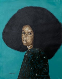 Sin título 1 - Siglo XXI, Contemporáneo, Figurativo, Mujer con gran cabellera afro