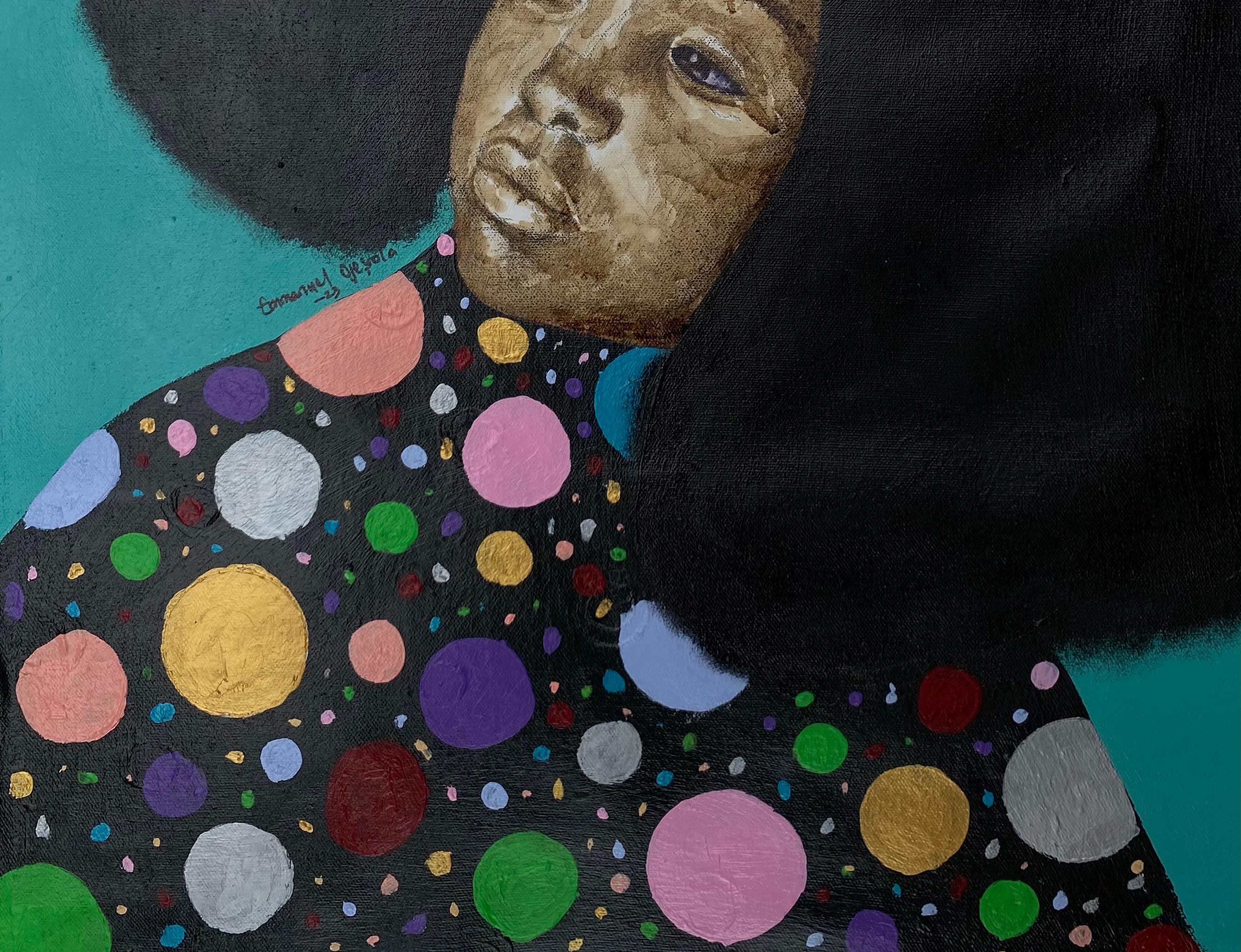 Procedimiento de envío
Se envía en un tubo bien protegido desde Nigeria
Esta obra es única, no es un grabado ni otro tipo de copia.
Acompañado de un Certificado de Autenticidad

Sobre el artista
Emmanuel Ojebola nació en el suroeste de Nigeria, en