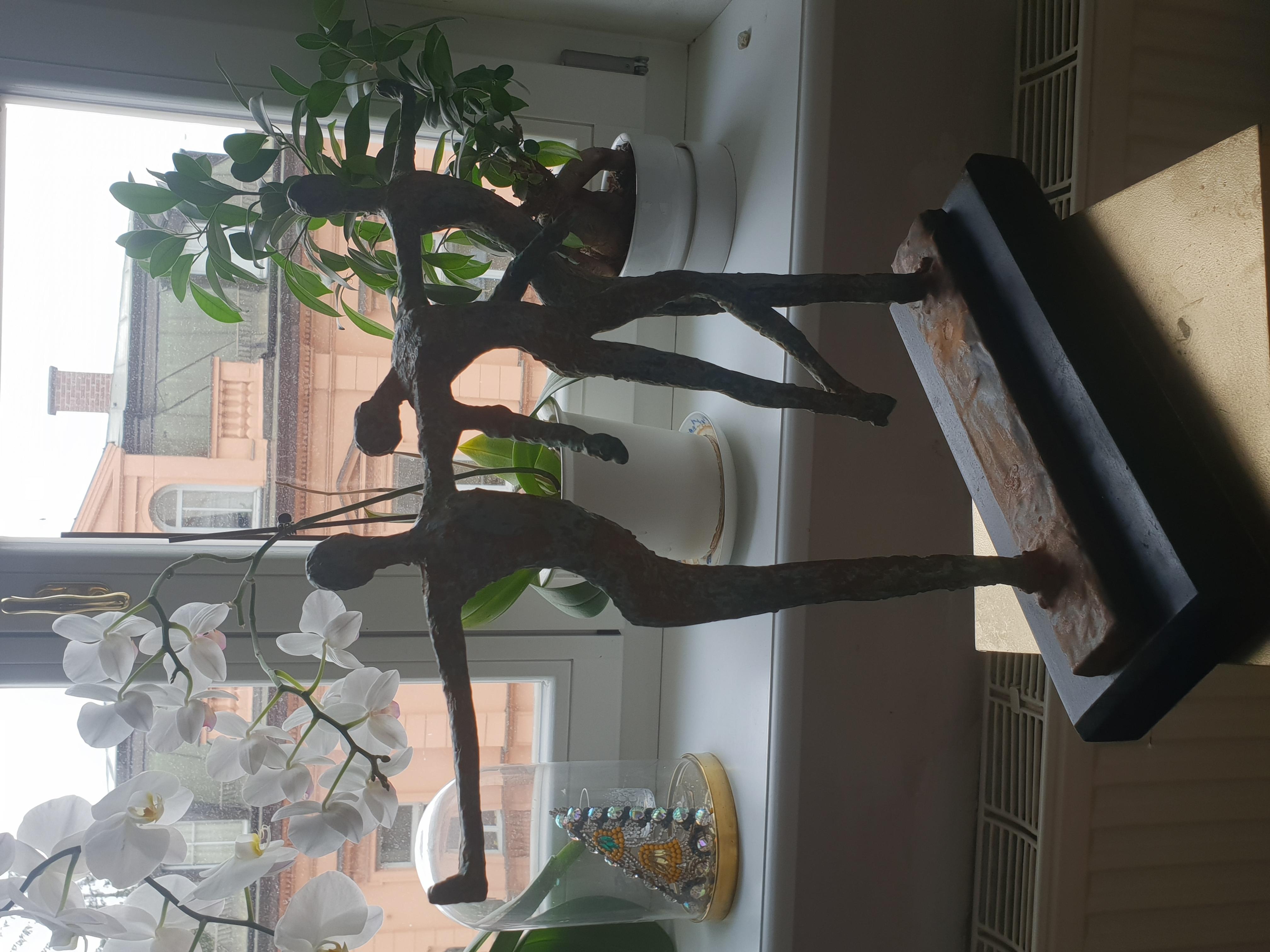 Balance -  Emmanuel Okoro Bronze Resin sculpture of 2 figures holding a third For Sale 6