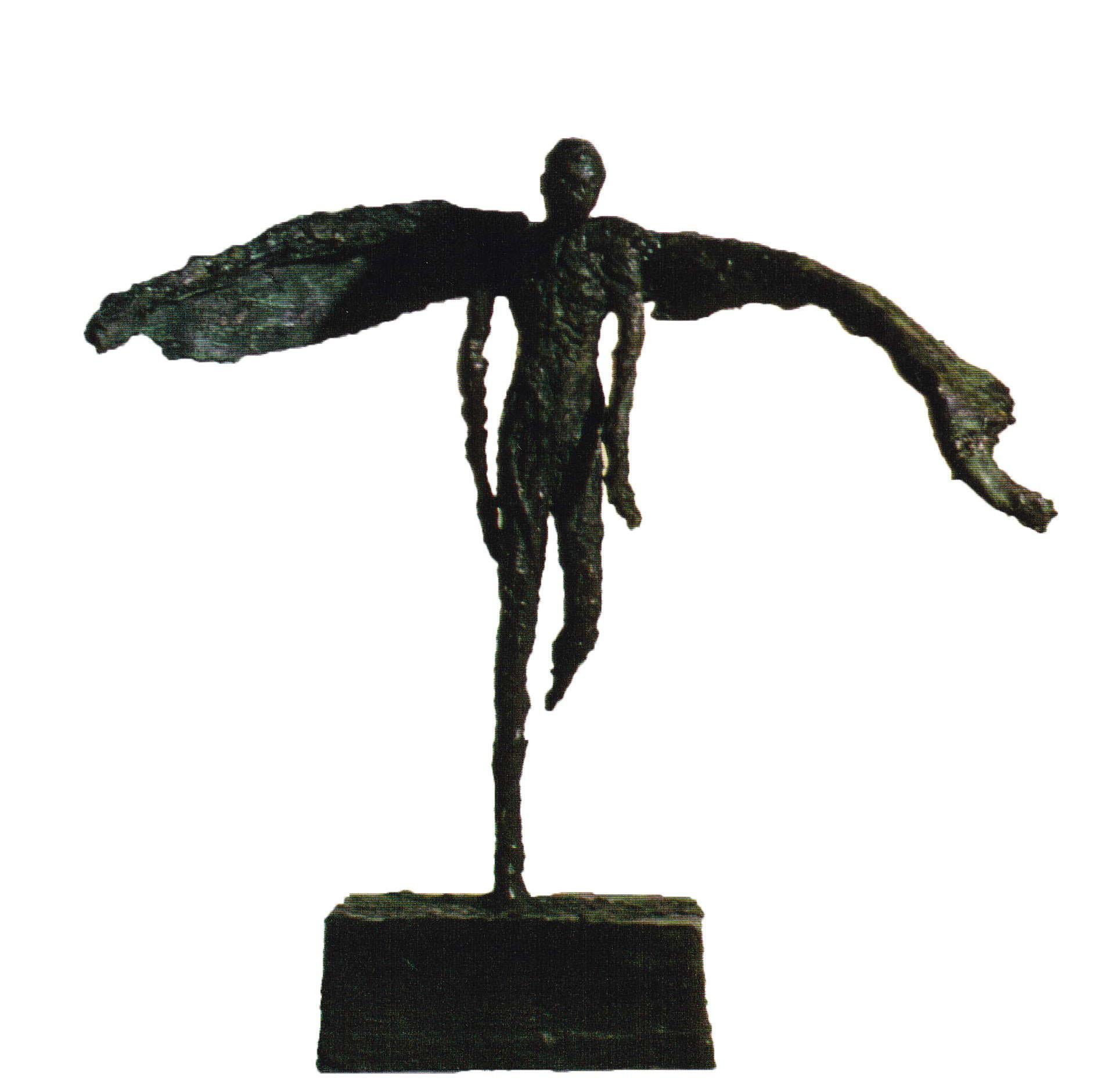 Artist: Emmanuel Okoro
Dimensions (HxWxD):  37 × 33 × 20 cm
Materials: Bronze Resin Sculpture
Edition: 4 of 12
Signed on back
Figurative sculpture of Angel / Man with wings 
Okoro pares down to reveal the essence of a state of being, oneness and