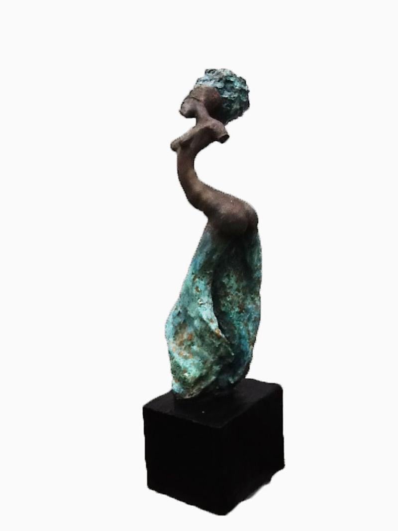 Artist: Emmanuel Okoro
Dimensions (HxWxD):  73 × 20 × 19.5 cm
Materials: Bronze Resin Sculpture
Edition: 2 of 12
Signed on back

Jezebel the Warrior Queen:- I am the voice of challenge, Conflicts, confusion, uncertainty and tension in you, I am