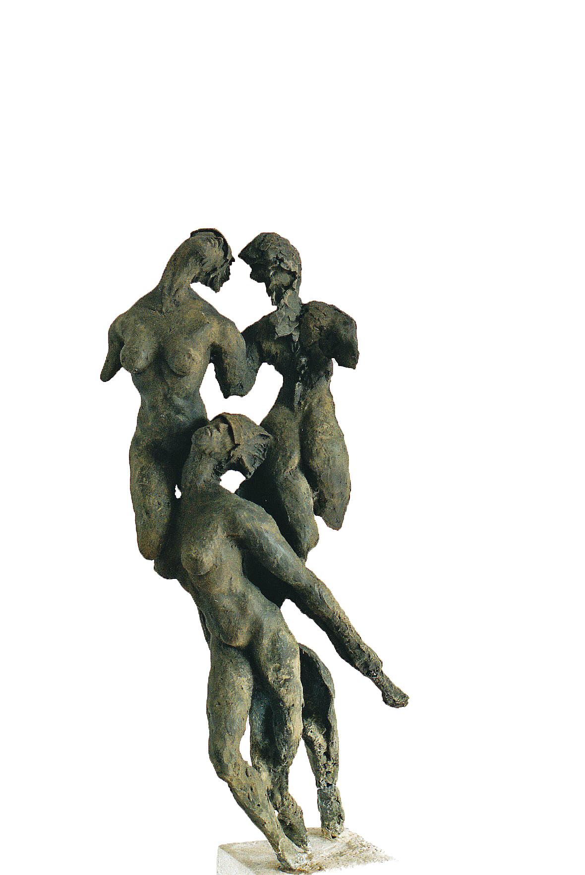 Nymphs by Emmanuel Okoro sculpture of nude female nymphs, black / green patina 1