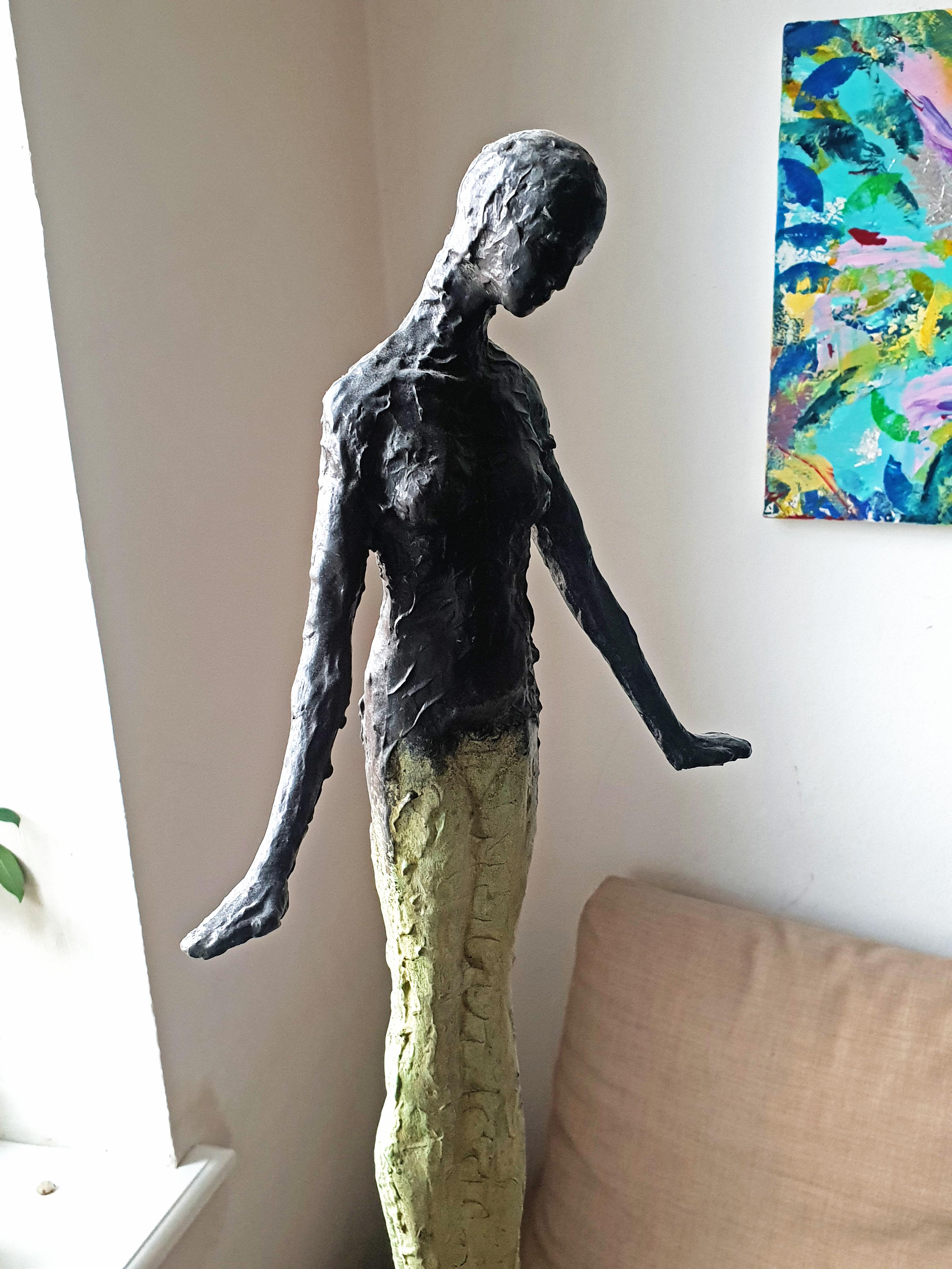 Young One by Emmanuel Okoro sculpture of Giacometti inspired human form For Sale 6