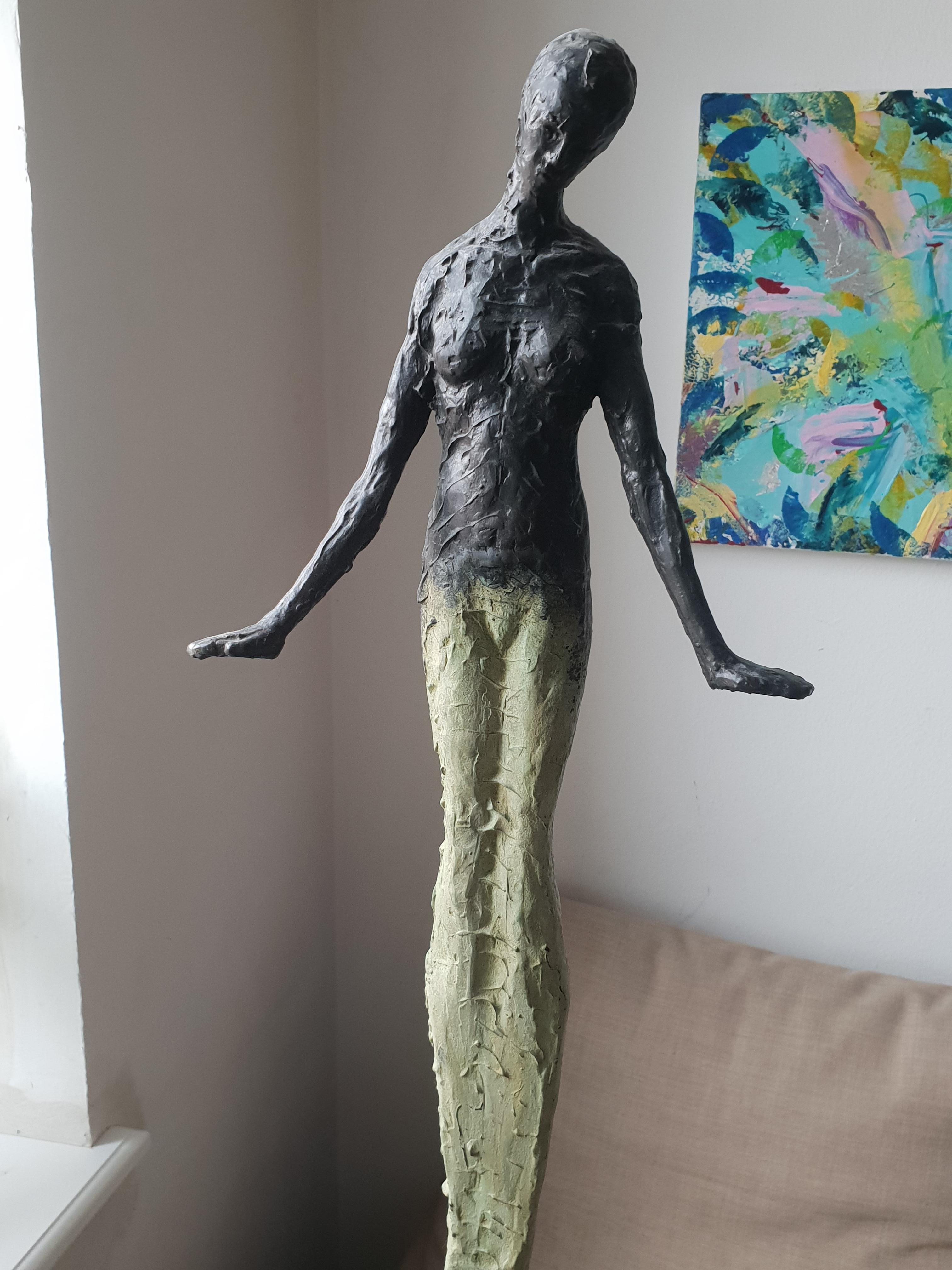 Young One by Emmanuel Okoro sculpture of Giacometti inspired human form For Sale 7