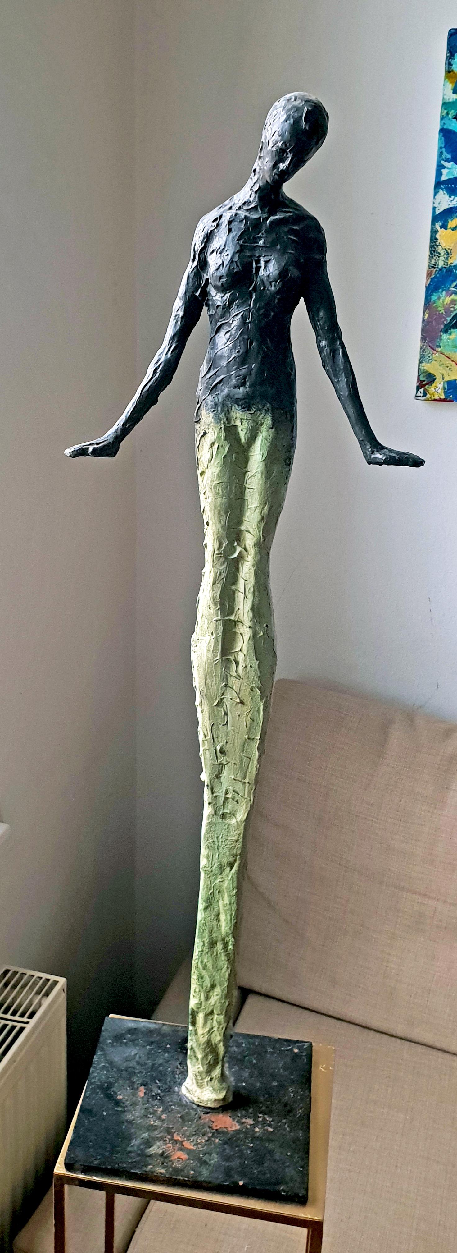 Young One by Emmanuel Okoro sculpture of Giacometti inspired human form For Sale 10